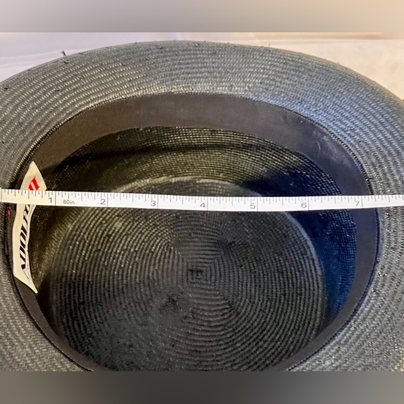 Adolfo II 90’s black straw hat with white, gold and pearl embellishments. - Picture 3 of 5